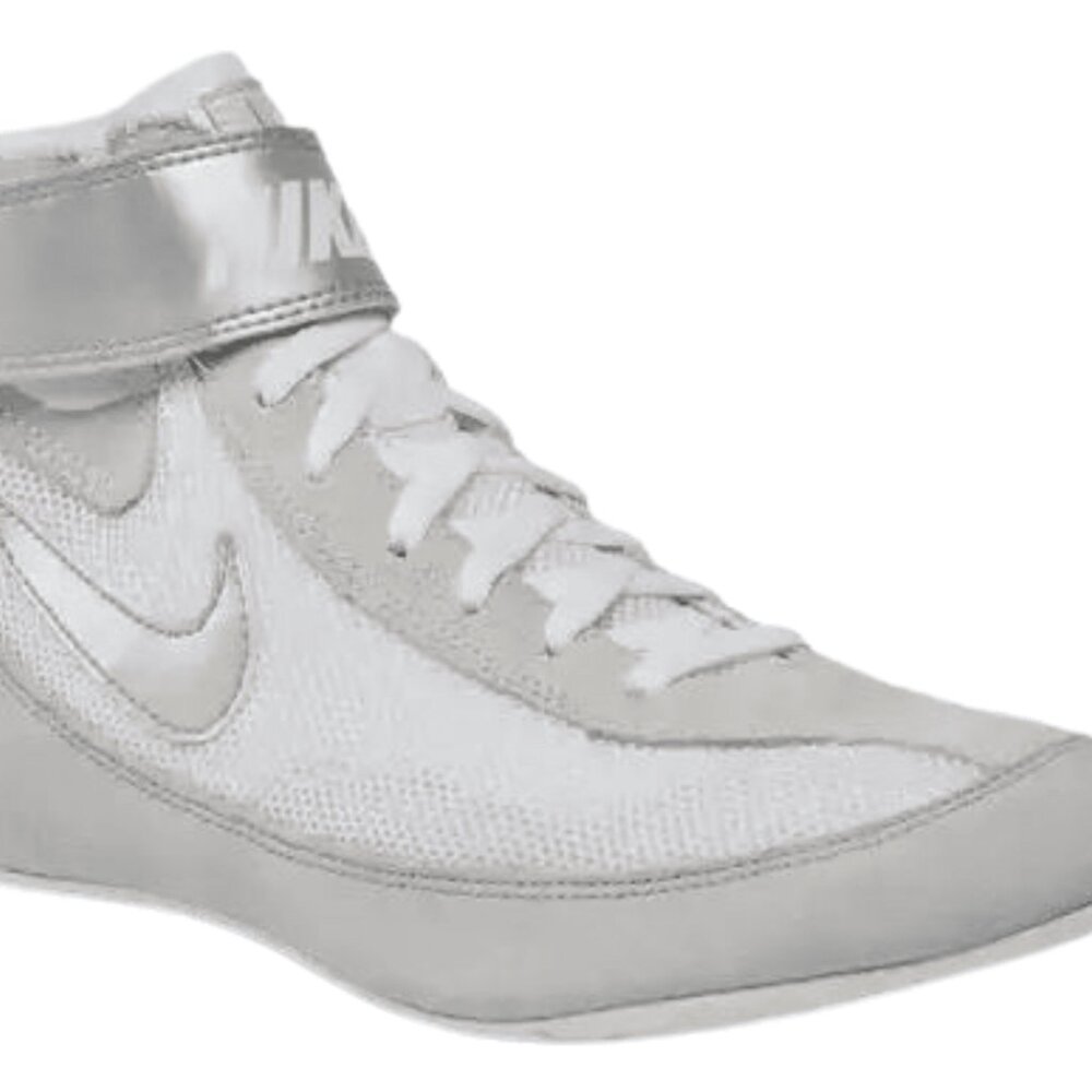 Nike Boxing Shoes Mens Size 10 White Silver High Top 366683-100 Ring Gear Mesh
